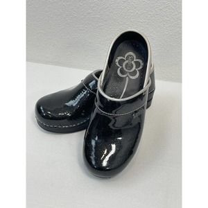 Sanita Professional Clogs Sparkle Black Glitter Patent Leather Womens Size 36